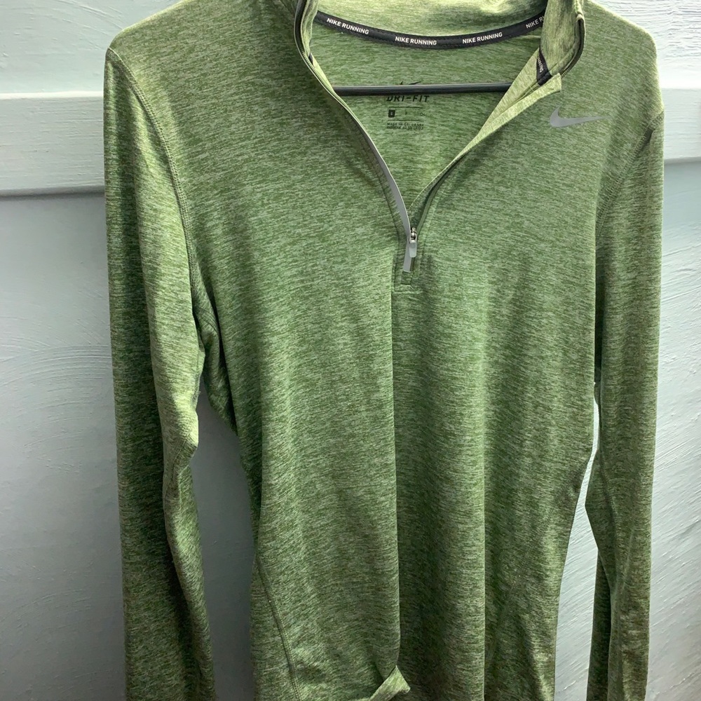 Green Nike pro dry fit 3/4 zip